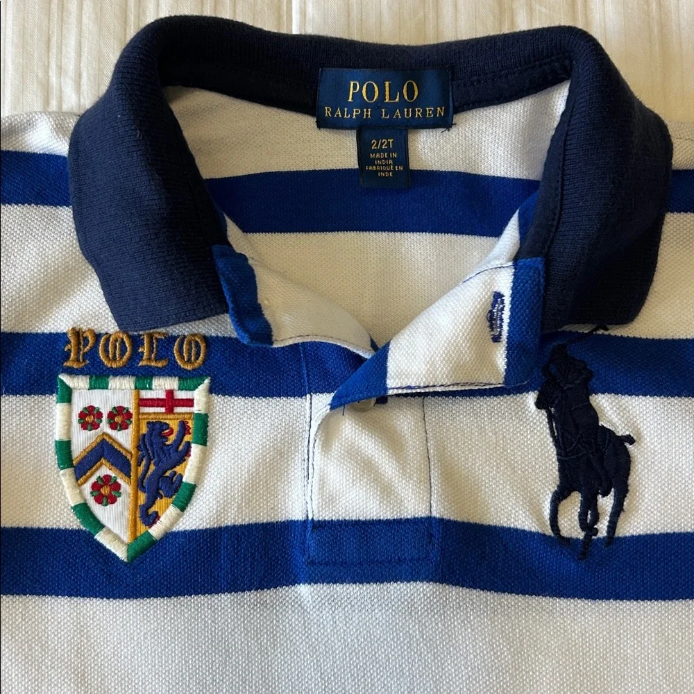 Ralph Lauren Bright Blue and White Polo Shirt Big Pony Crest Size 2T